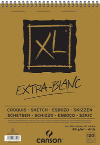 Skizzenblock CANSON XL Extra Blanc 90 g/m² 120 Blatt A3 Spiralbindung oben