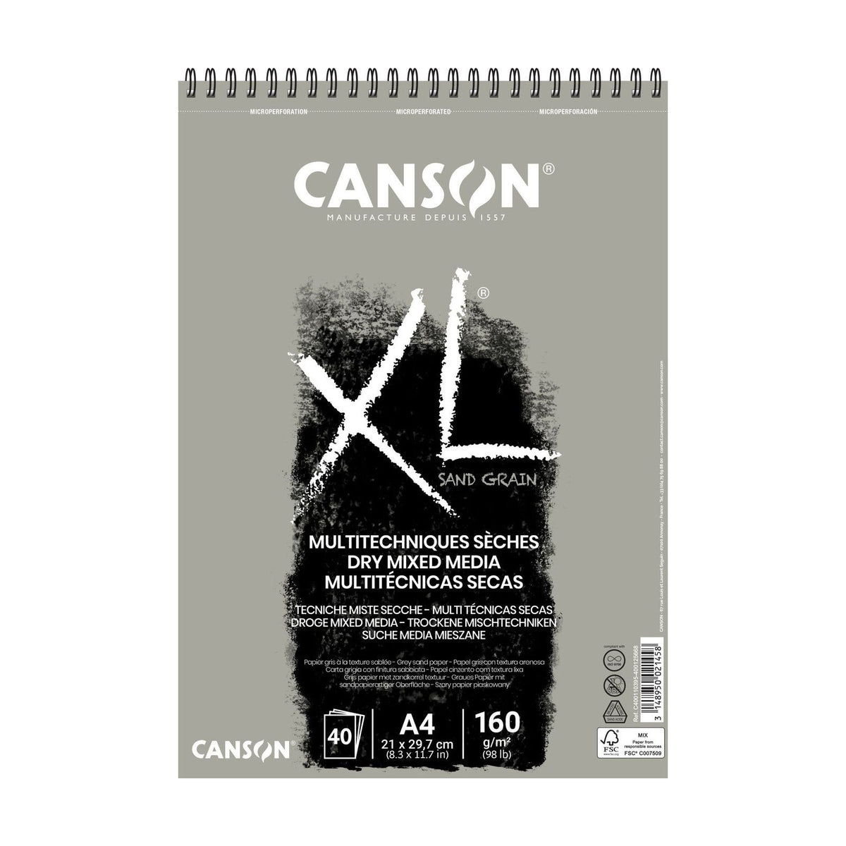 Skizzenblock CANSON XL Touch grau 160 g/m² A4 – A3 - 40 Blatt