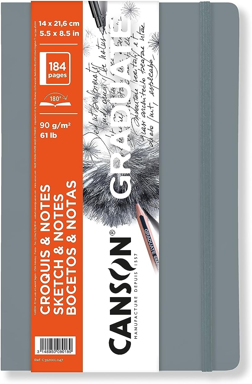 Skizzenbuch Canson Graduate Art Book 90 g Softcover Light Grey - 184 Blatt (14 x 21,6 cm)