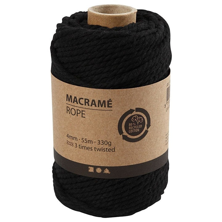 Makramee-Garn 4 mm x 55 m | verschiedene Farben | schwarz