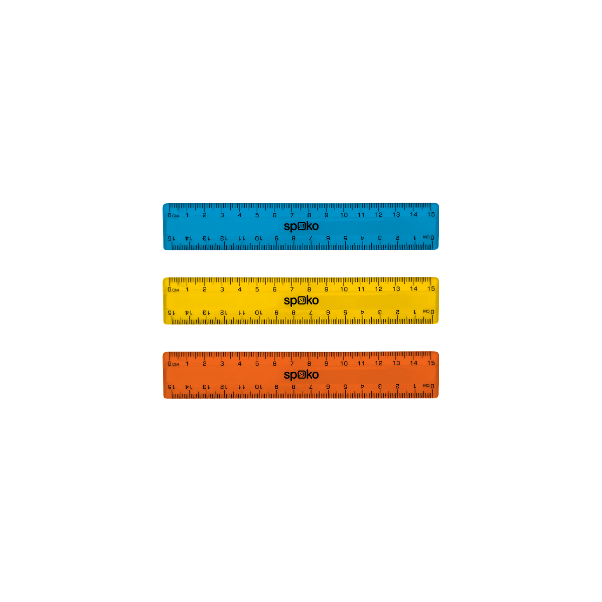 Spoko Flachlineal, 15 cm, Farbmix