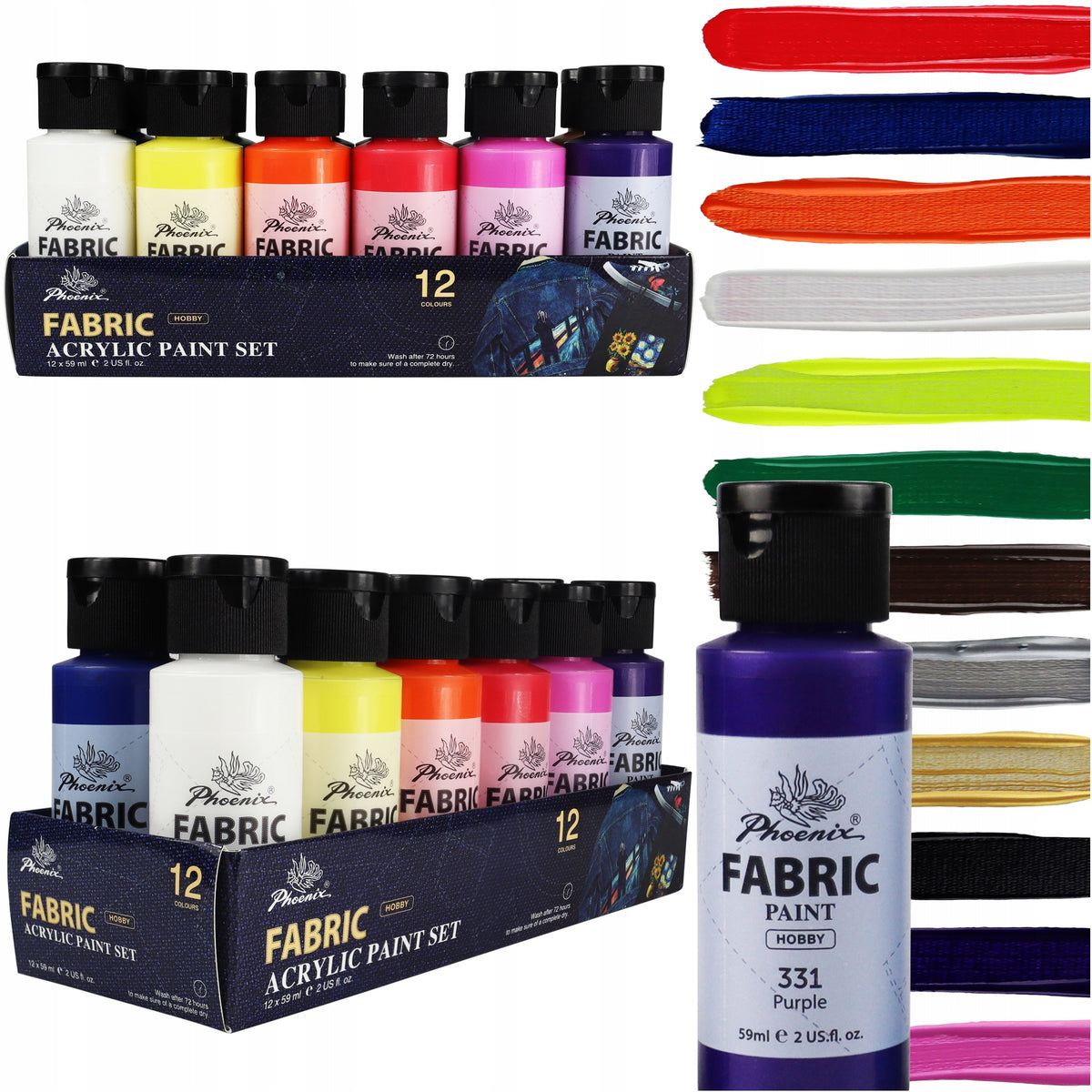 Stofffarben-Set Phoenix 12 x 59 ml