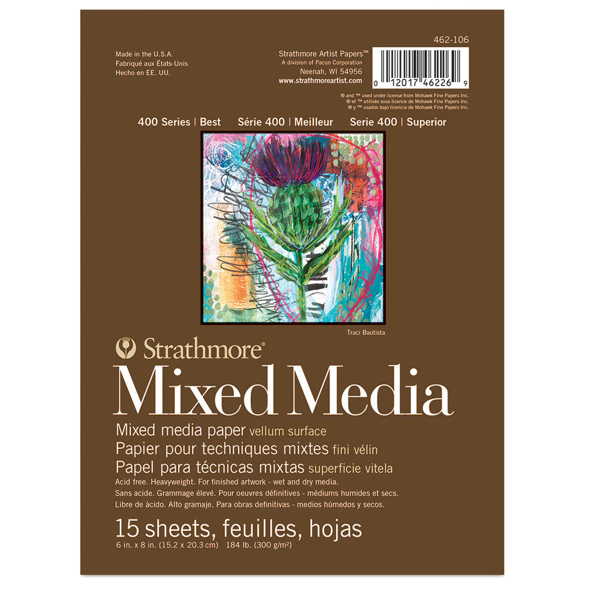 STRATHMORE 400 Mixed Media Block 300 g/m² 15 x 20 cm - 15 Blatt