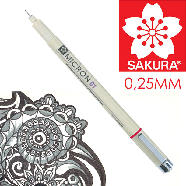 SAKURA Pigma Micron Fineliner BLACK | verschiedene Strichstärken | 01 - 0.25 mm