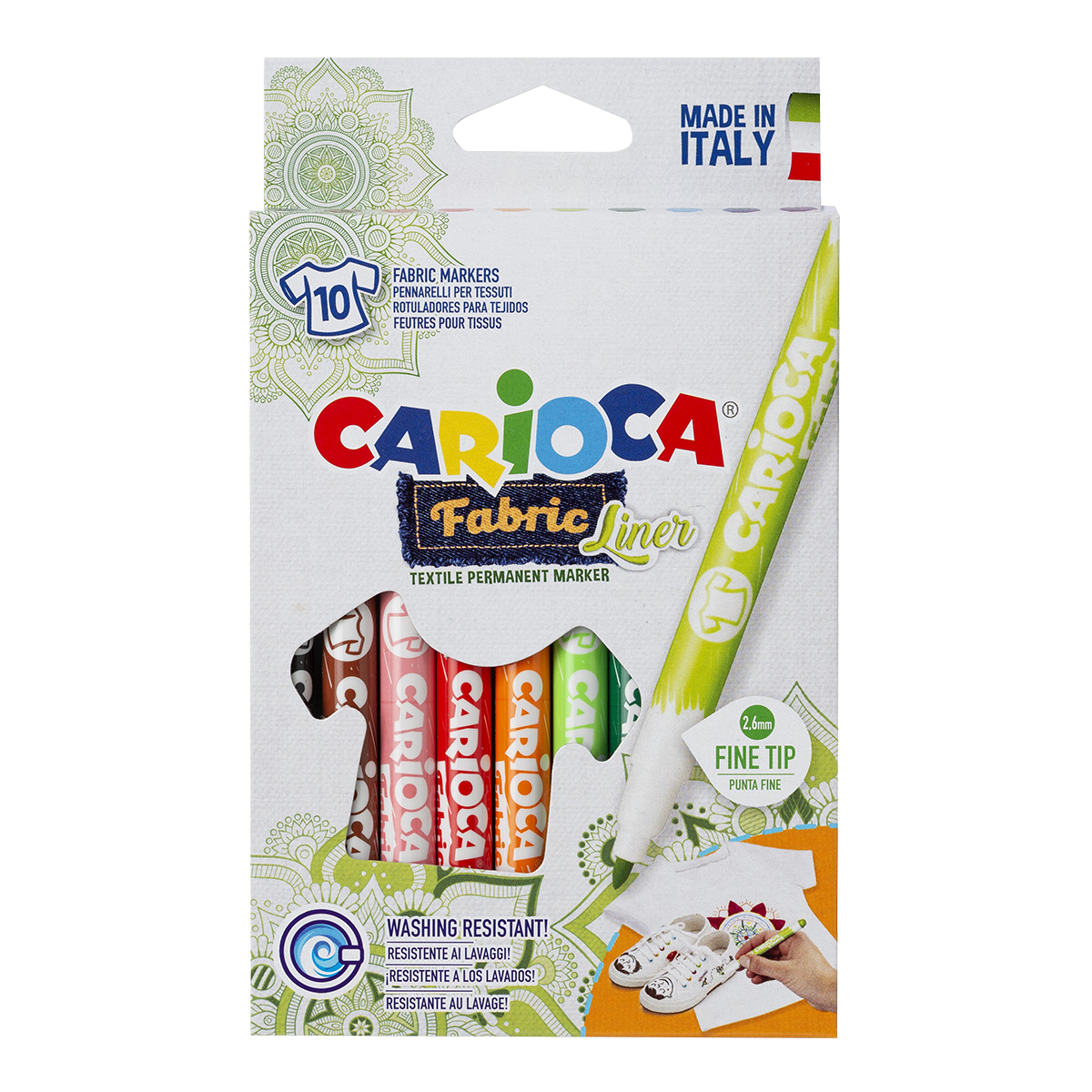 Textilmarker Carioca, feine Spitze, 10 Stk., Farbmix