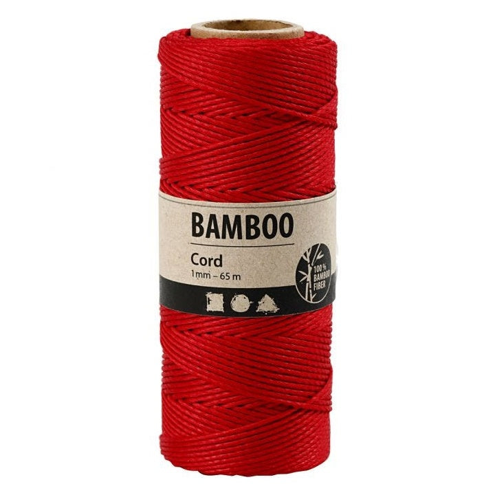Gedrehte Bambusschnur - 65 m | verschiedene Farben | rot