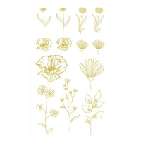 Transparente PVC-Sticker mit goldenen Blumenmotiven für Scrapbooking | ARTMIE