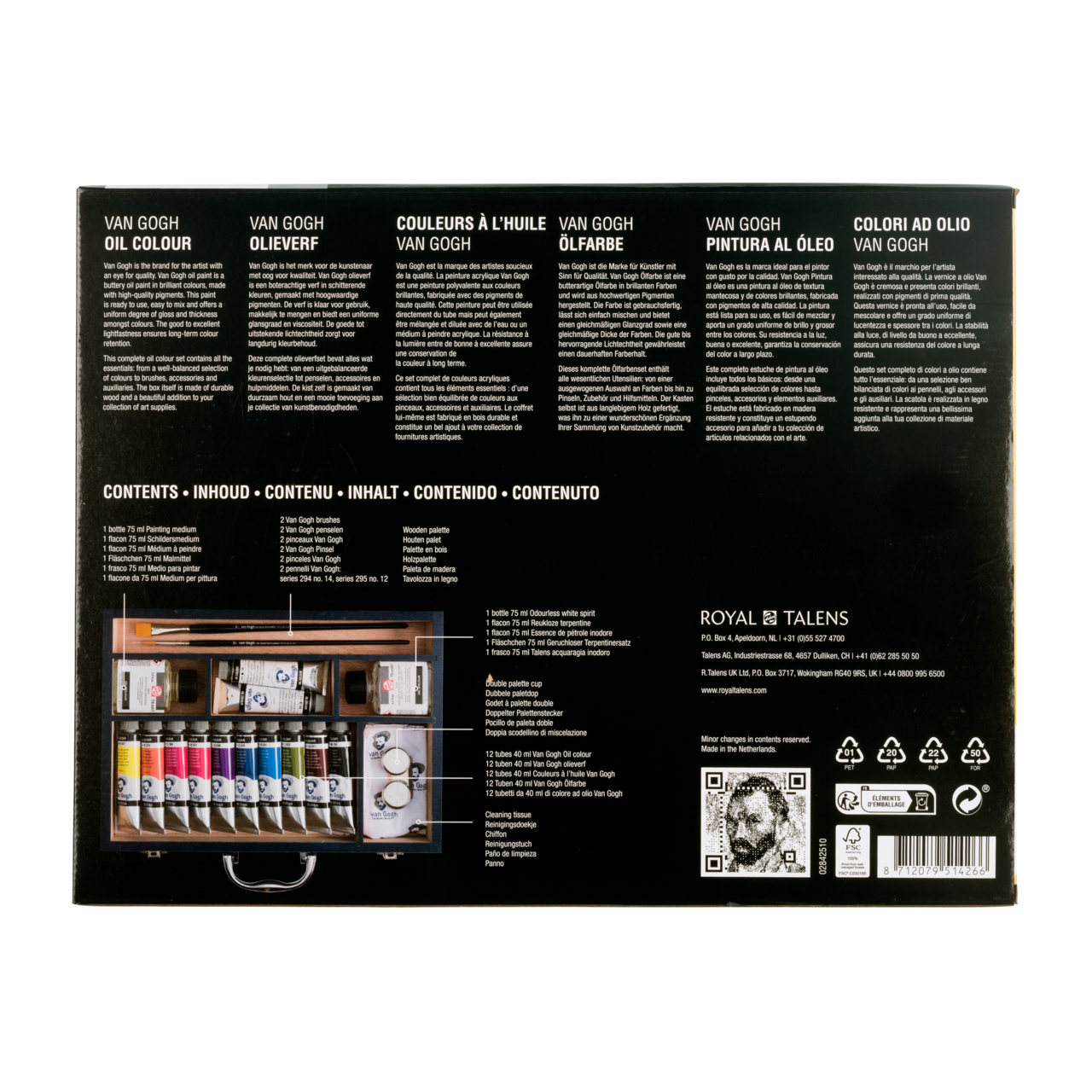 ROYAL TALENS Van Gogh Ölfarben Starter-Set Box XL 12 x 40 ml + Zubehör