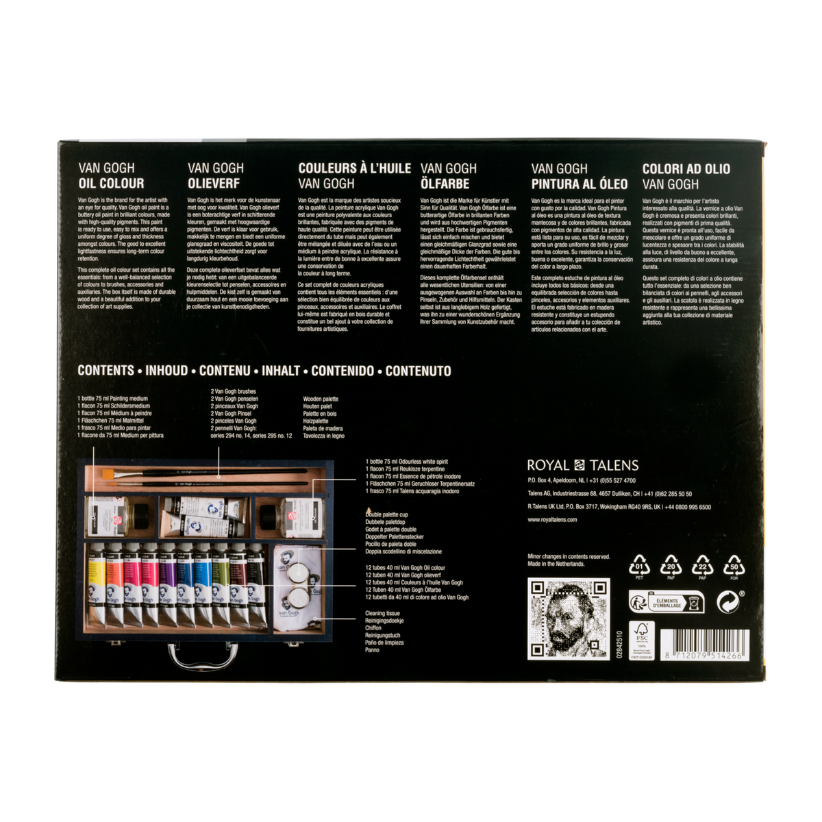 ROYAL TALENS Van Gogh Ölfarben Starter-Set Box XL 12 x 40 ml + Zubehör