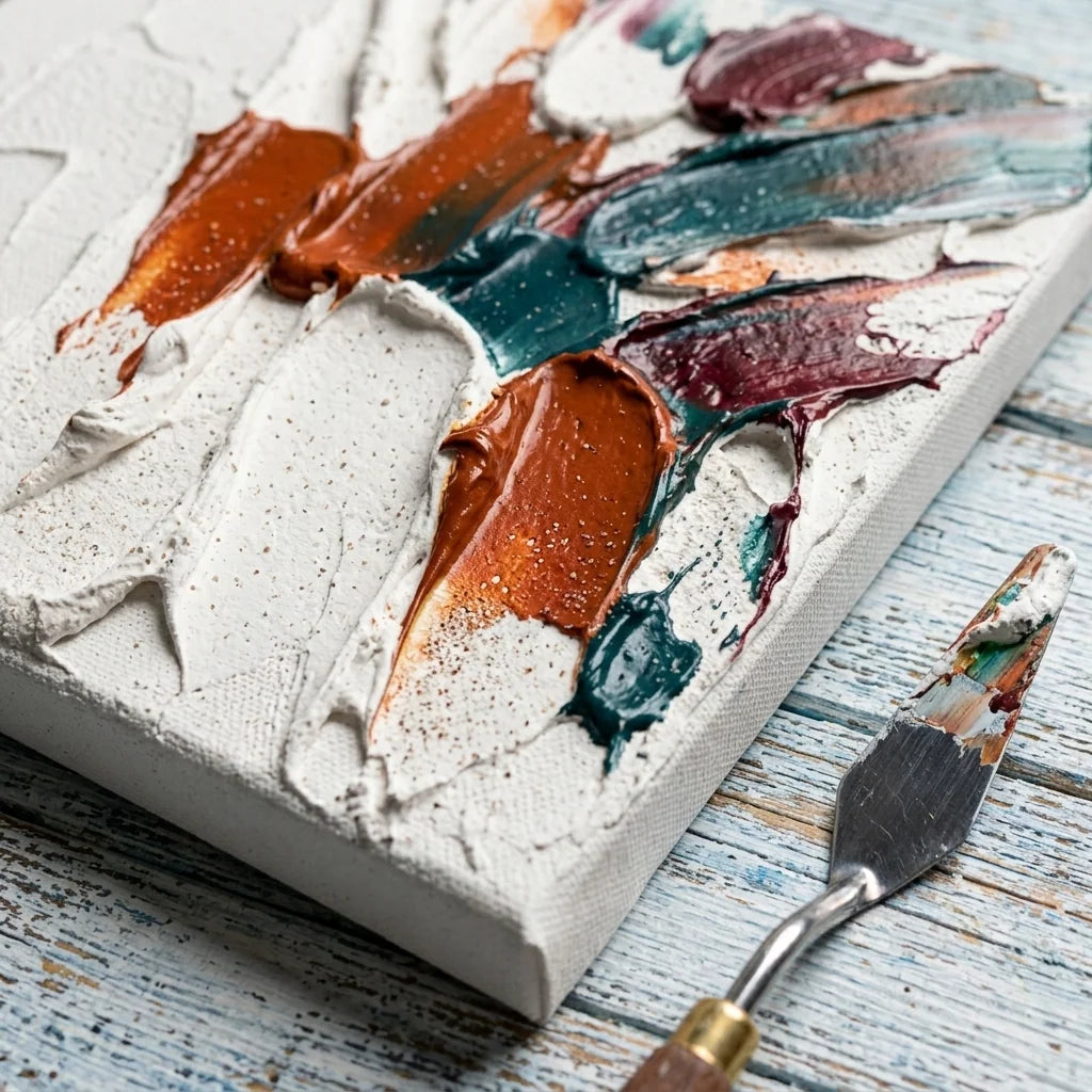 Impasto-Texturen mit 3D-Paste — farbige Akzente auf grobem Relief