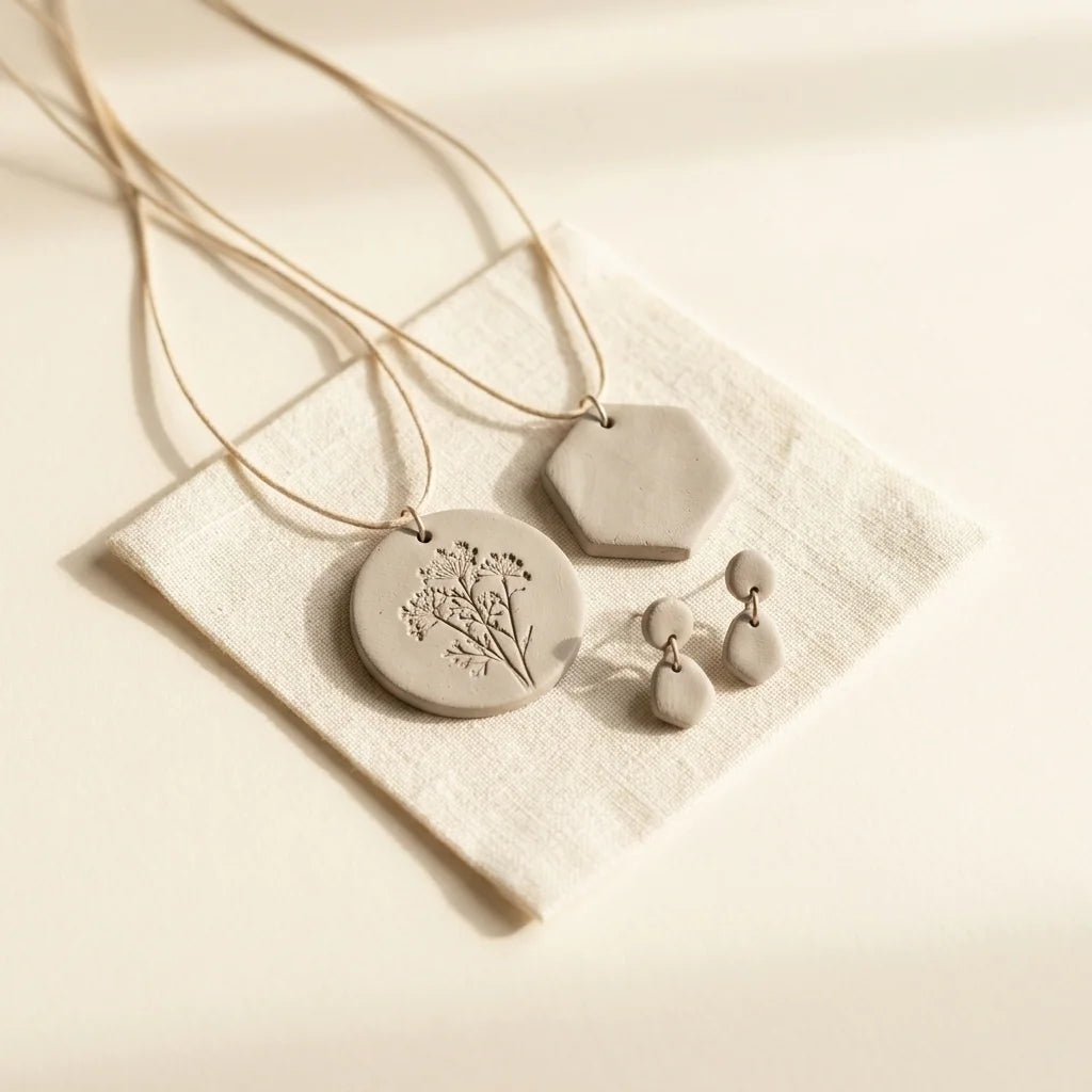 Schmuck aus Clay with me Modelliermasse — Anhänger und Ohrringe