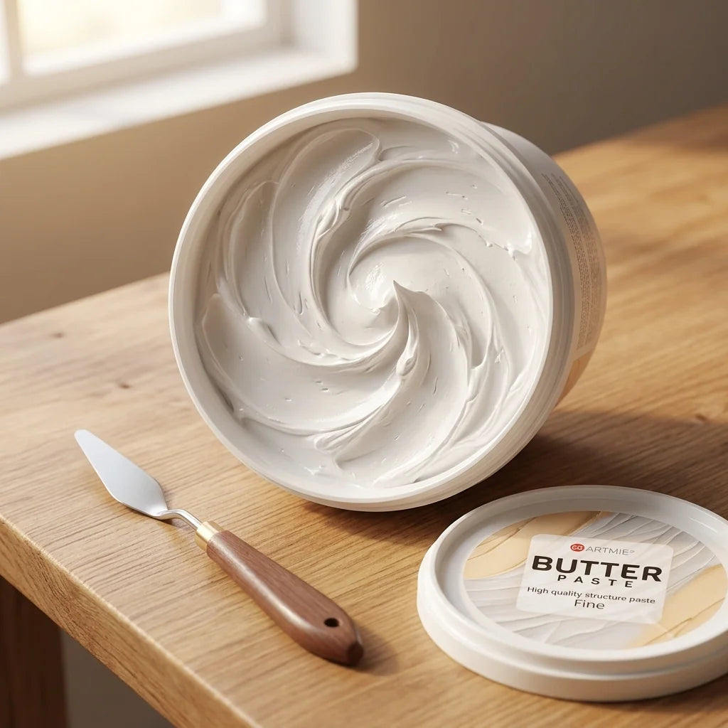 Geöffnete Verpackung der ARTMIE Butter Paste — sichtbare Struktur der Paste im Inneren