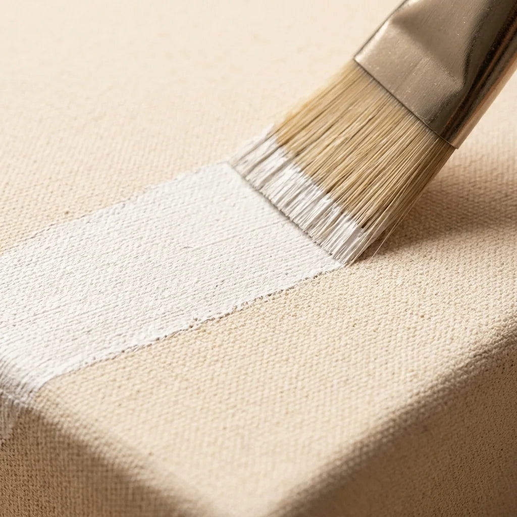 Baumwollstruktur der runden ARTMIE Leinwand auf Keilrahmen — Grundierung mit weißem Gesso