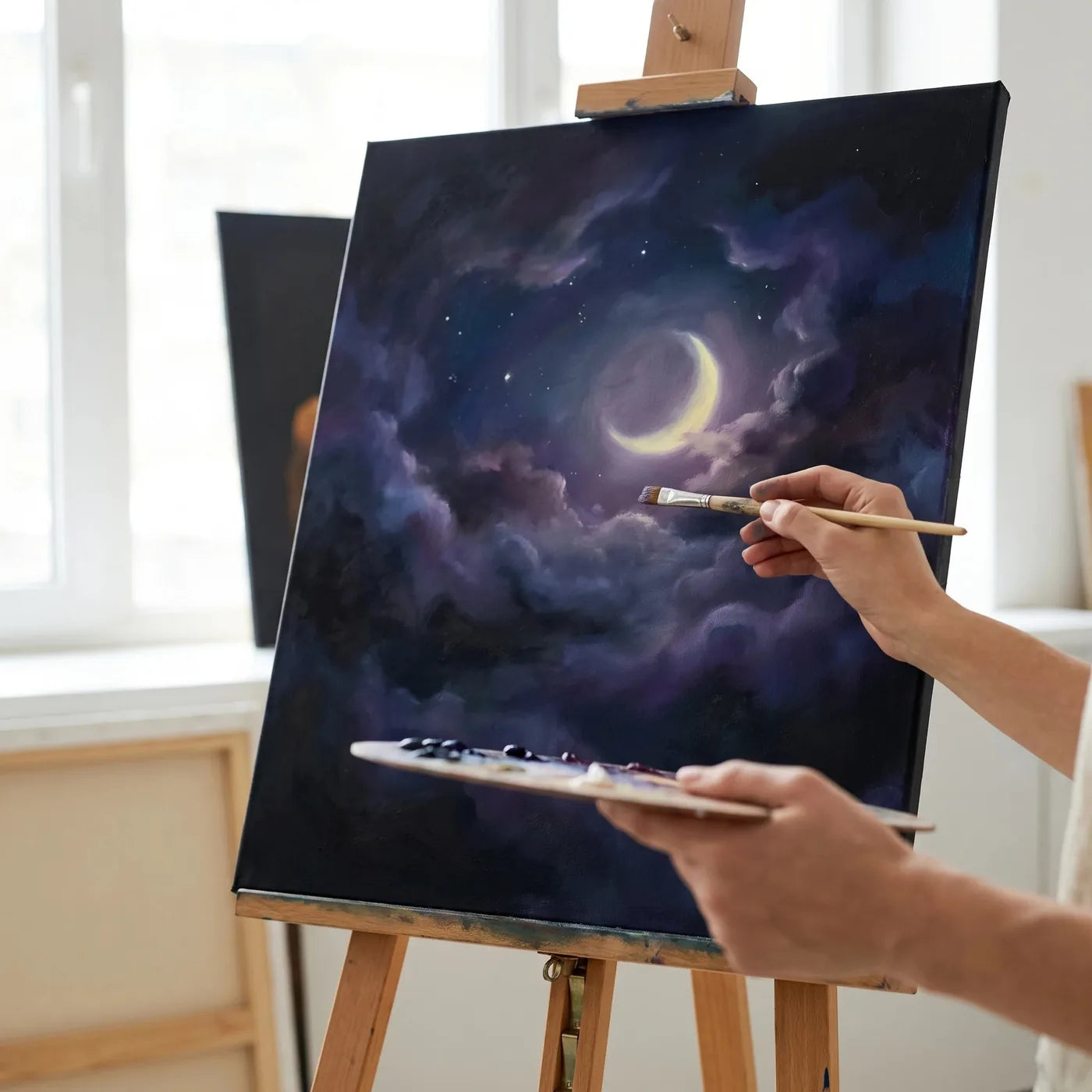 Ölmalerei auf schwarzer PROFI ARTMIE Leinwand