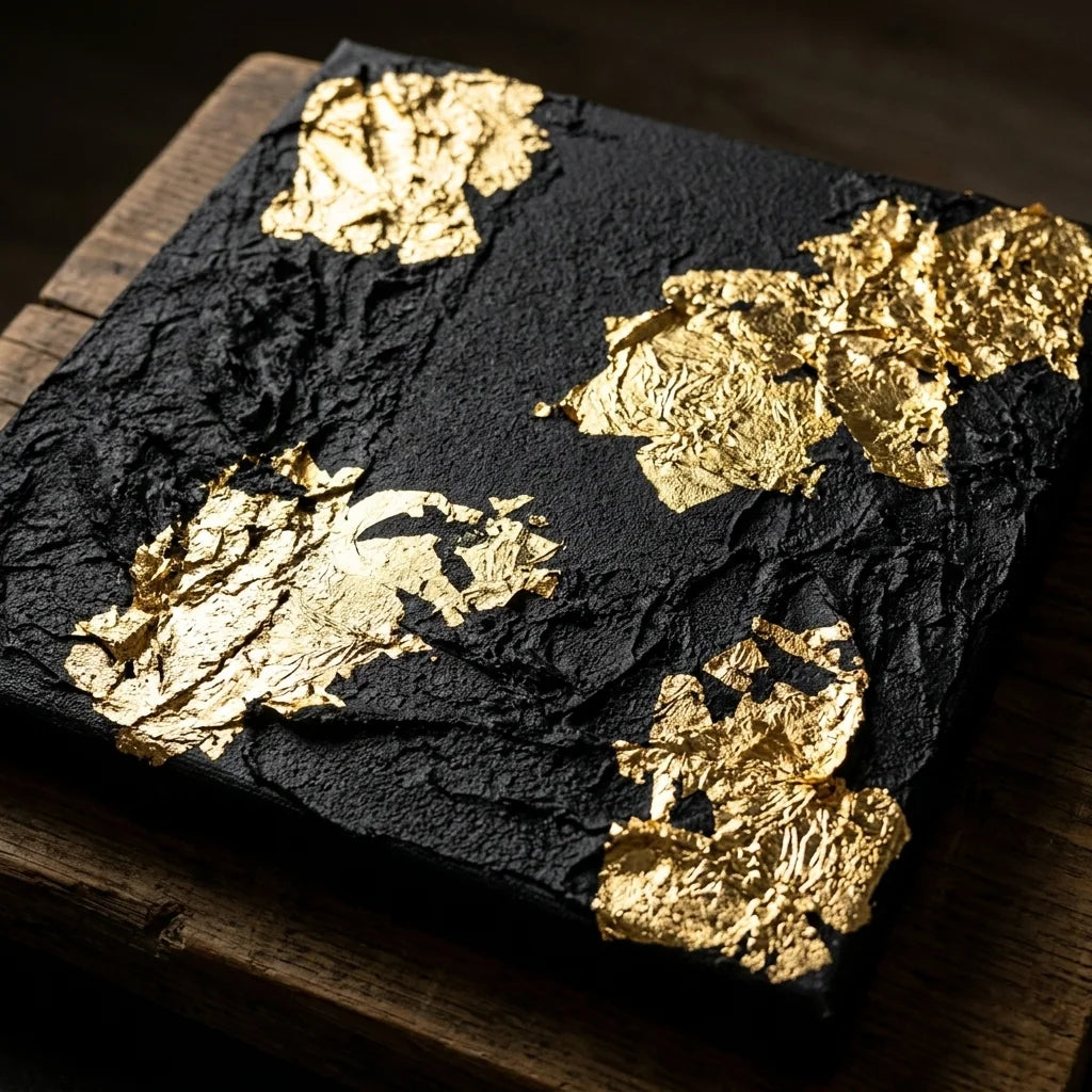Kontrast der schwarzen Midnight-Paste mit Schlagmetall