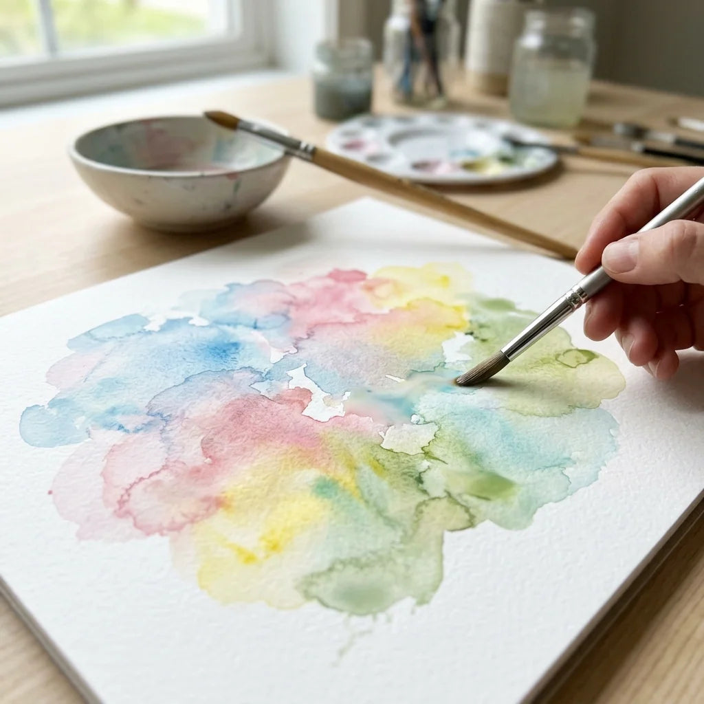 Aquarelleffekt mit wasserverdünnter Gouache
