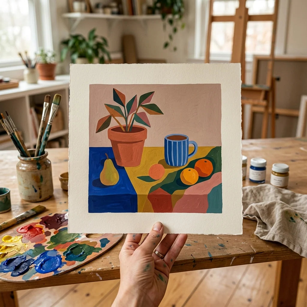 Gouache-Illustration trocknet