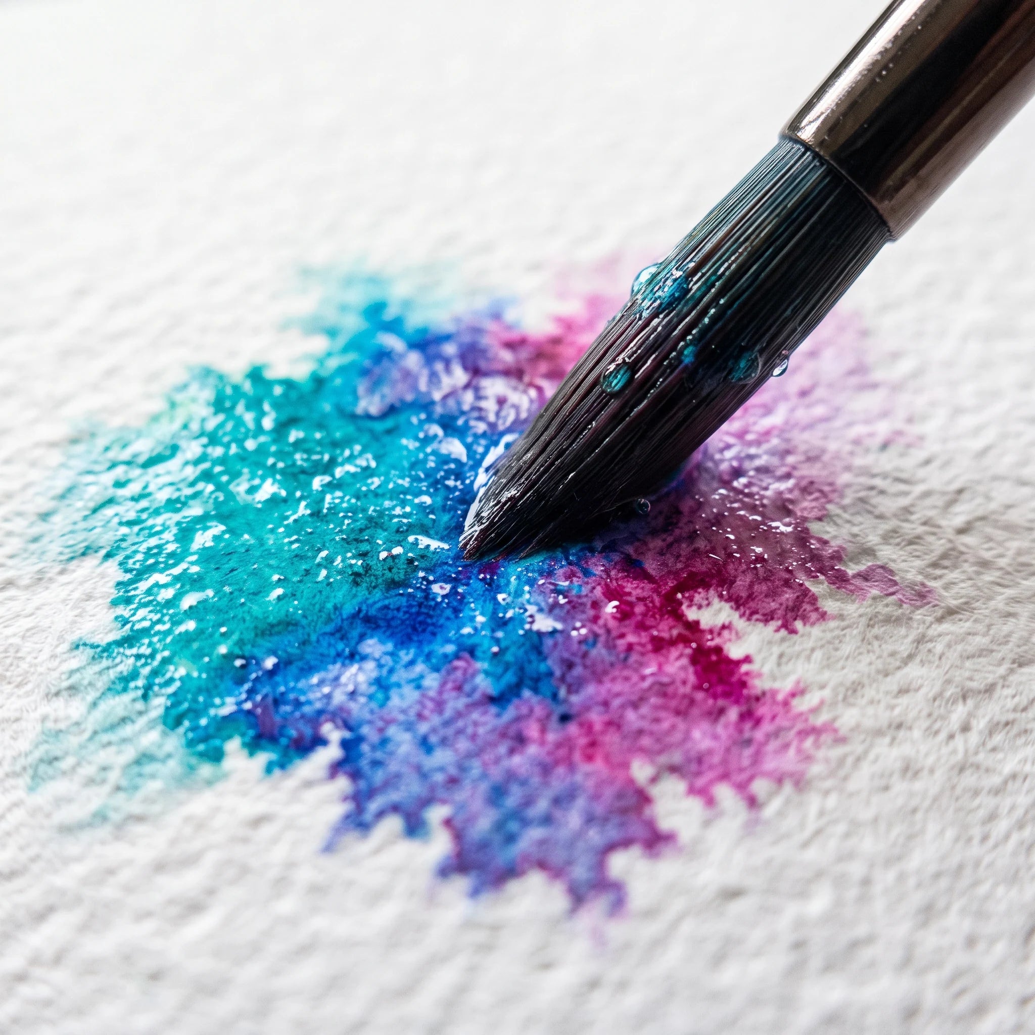 Auftragen von Aquarellfarbe auf Aquarellpapier — Makro
