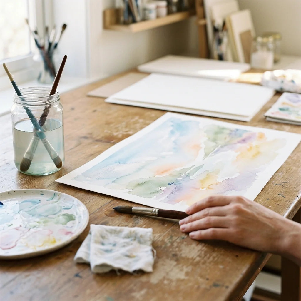 Aquarell trocknet auf dem Papier