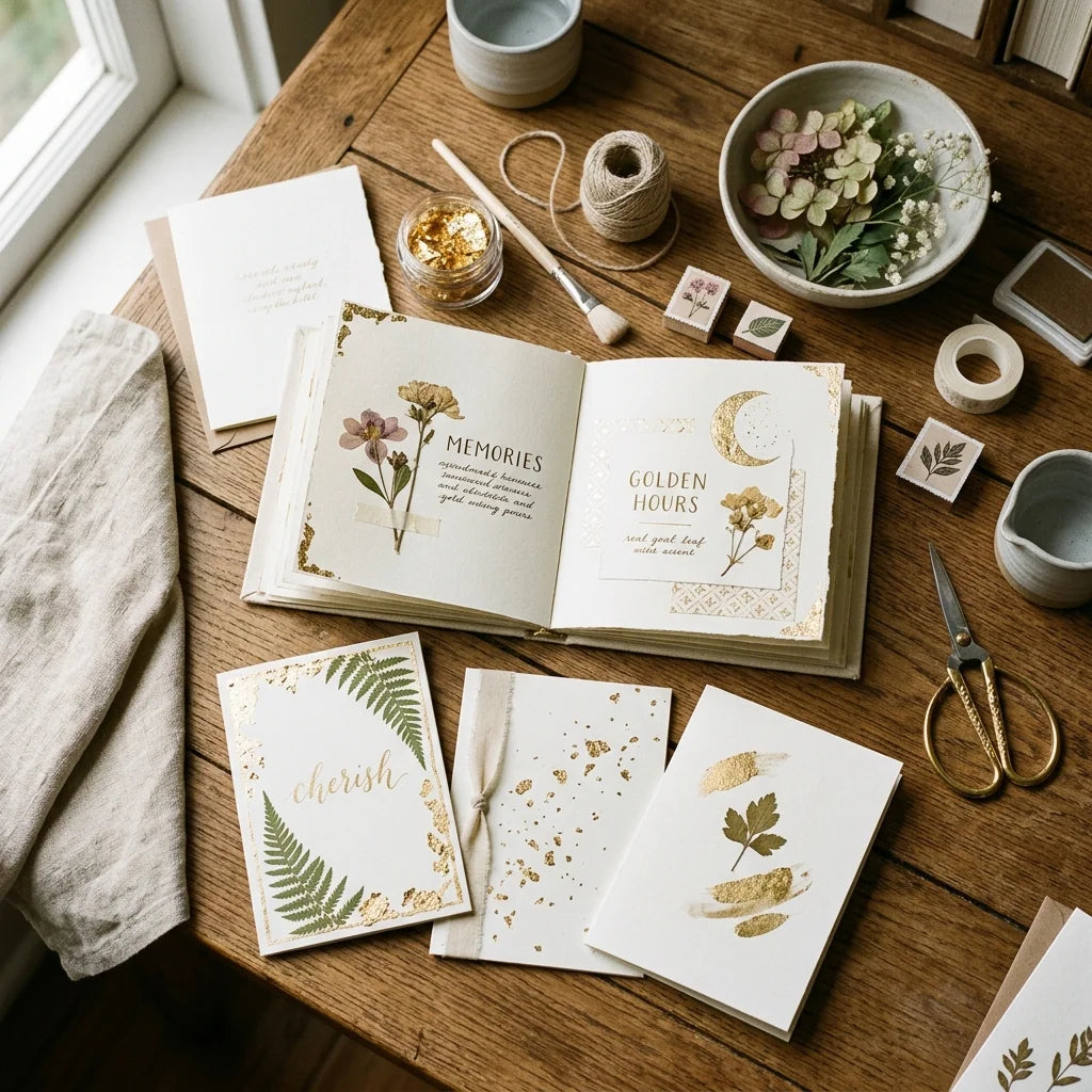 Goldene Akzente in Scrapbooking-Arbeiten