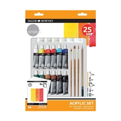 Daler Rowney Acrylic Set mit Zubehör 25 Stück