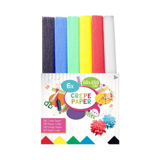 Buntes Krepppapier 50 x 250 cm - 6er-Set